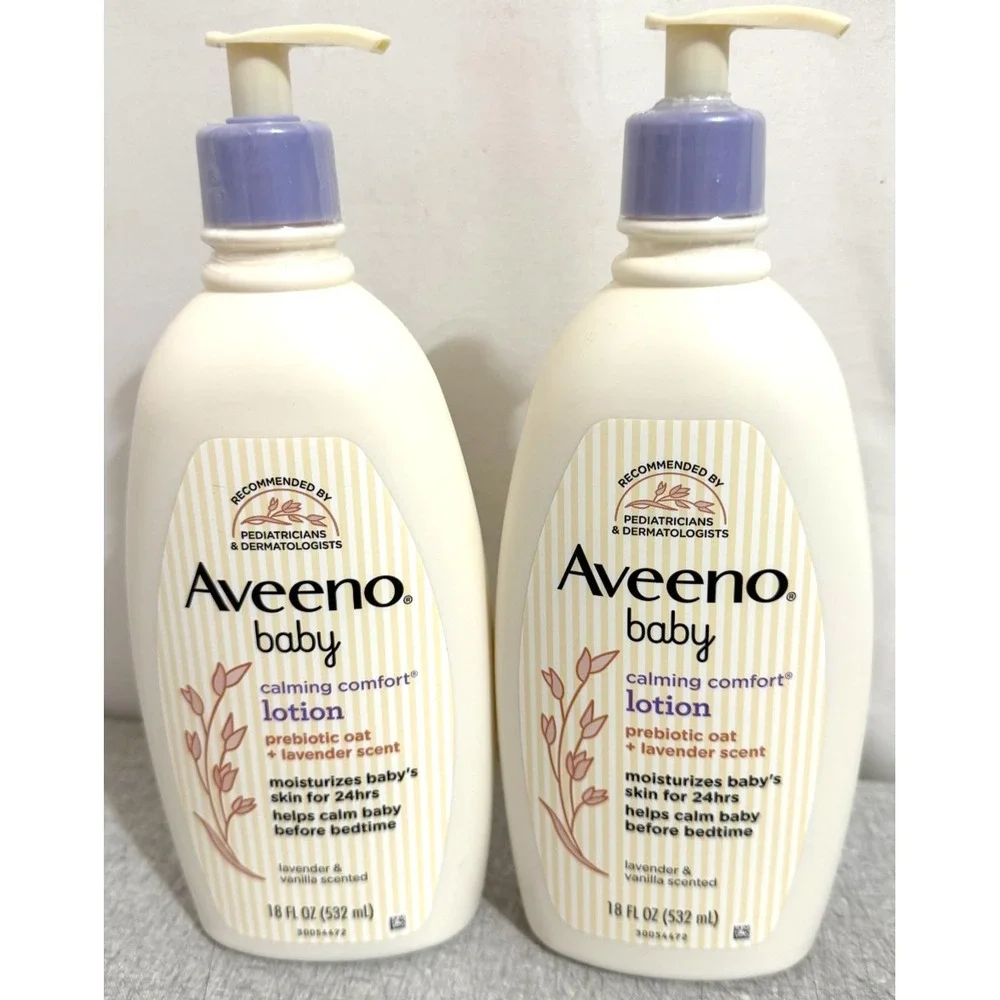 Aveeno Baby Calming Comfort Prebiotic Oat & Lavender Scent Lotion 2Pk 18oz Each